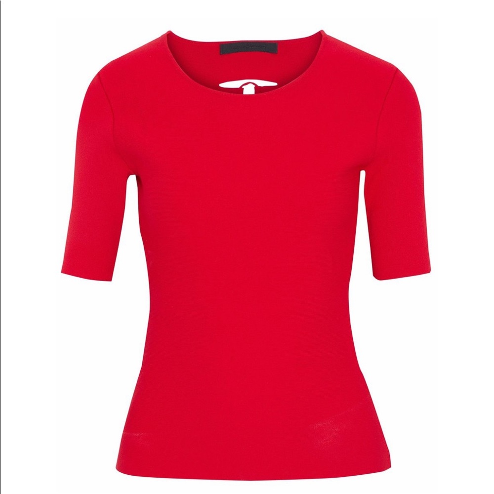 Alexander Wang lace-up back ribbed-knit top in red
